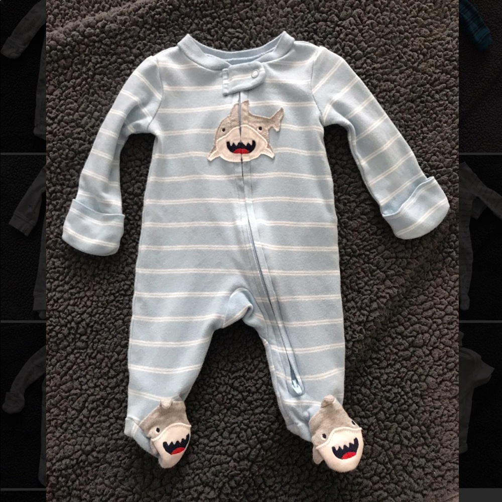 Baby Boy Shark Striped One Piece Pajama